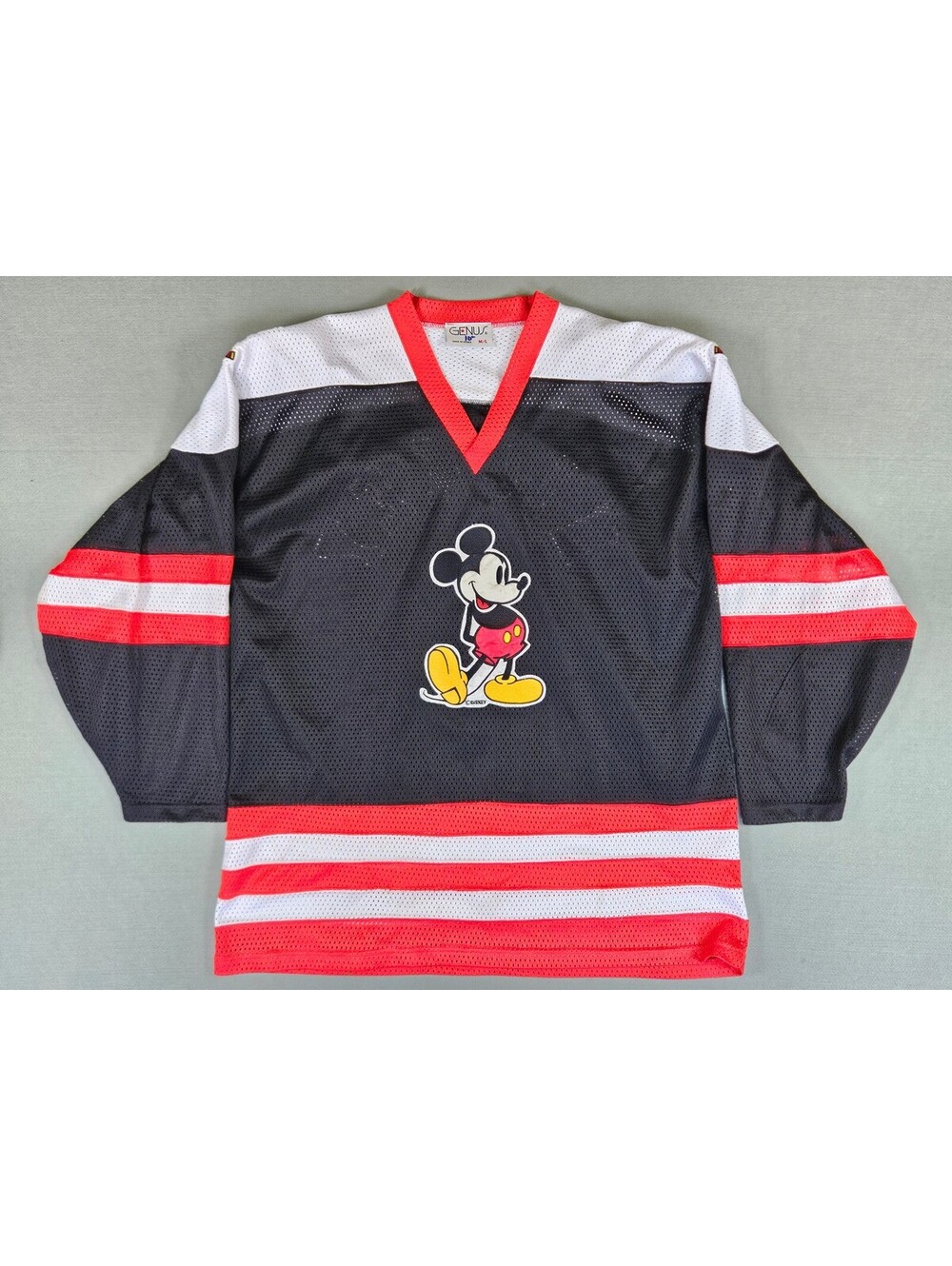 Genus Disney Unisex Black Mesh Mickey Mouse Hockey Jersey M/L